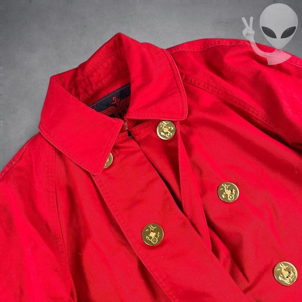 Lauren Ralph Lauren Jacket Women's Large Red Double Breasted Peacoat Gold Button - Picture 5 of 6